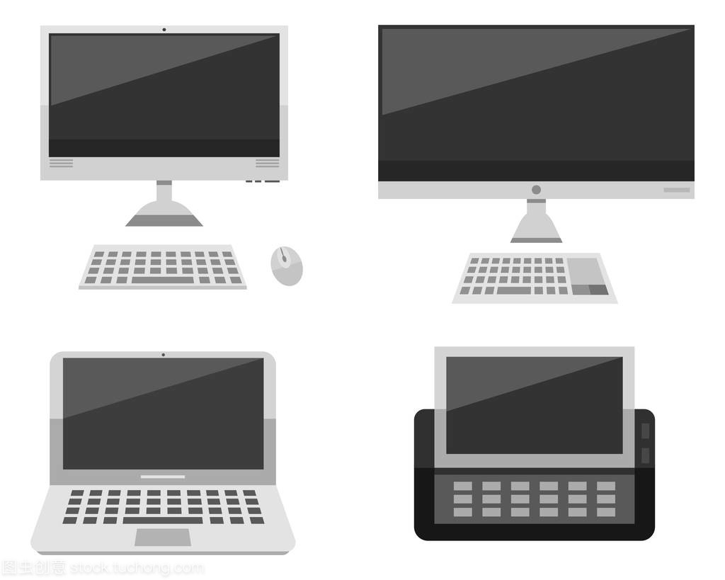 计算机笔记本电脑网络和桌面技术矢量图